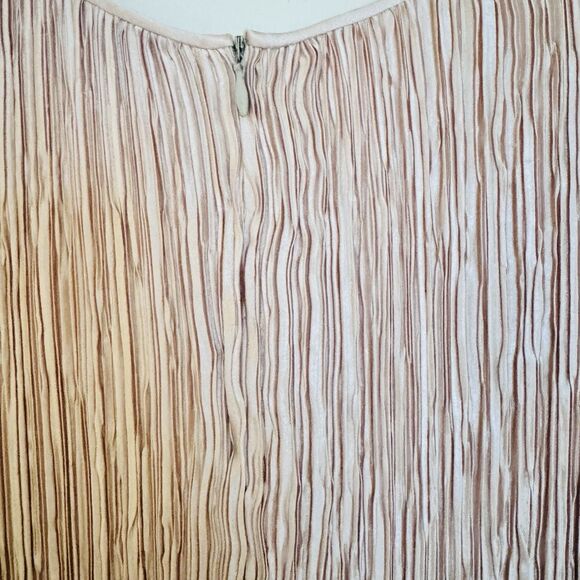 Vintage 80s Pierre Labiche Pleated Dress Blush Pink Chiffon Ruffle Hem USA SZ 10 - Picture 11 of 12